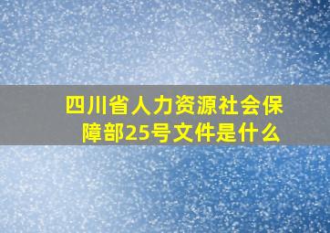 四川省人力资源社会保障部25号文件是什么