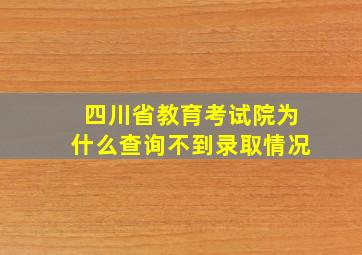 四川省教育考试院为什么查询不到录取情况