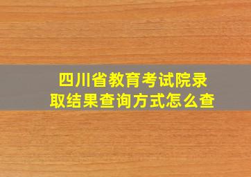 四川省教育考试院录取结果查询方式怎么查