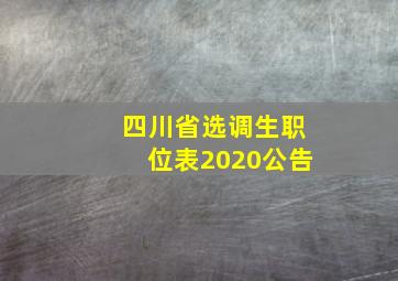 四川省选调生职位表2020公告