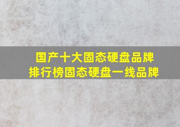 国产十大固态硬盘品牌排行榜固态硬盘一线品牌