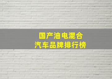 国产油电混合汽车品牌排行榜