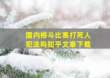 国内格斗比赛打死人犯法吗知乎文章下载