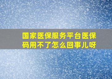 国家医保服务平台医保码用不了怎么回事儿呀