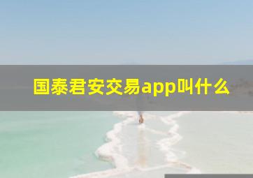 国泰君安交易app叫什么