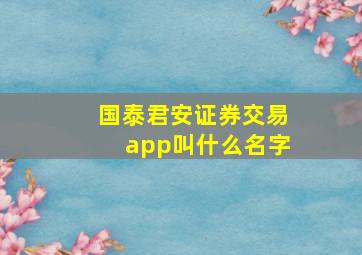 国泰君安证券交易app叫什么名字