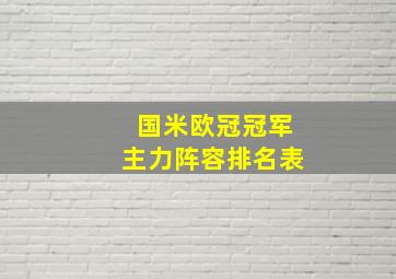 国米欧冠冠军主力阵容排名表