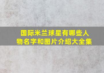 国际米兰球星有哪些人物名字和图片介绍大全集