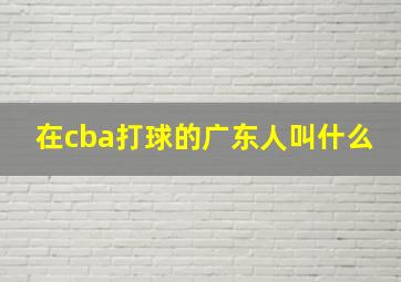 在cba打球的广东人叫什么