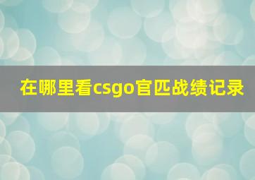 在哪里看csgo官匹战绩记录