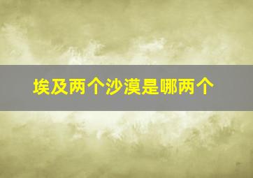 埃及两个沙漠是哪两个