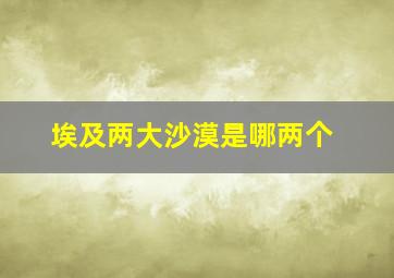 埃及两大沙漠是哪两个