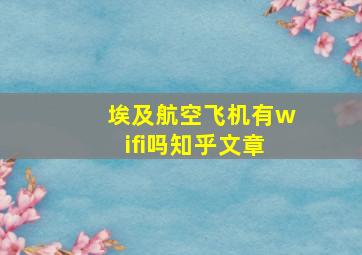 埃及航空飞机有wifi吗知乎文章