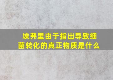 埃弗里由于指出导致细菌转化的真正物质是什么