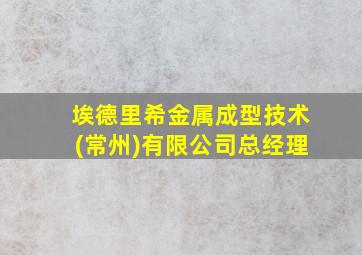 埃德里希金属成型技术(常州)有限公司总经理