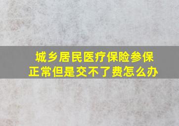 城乡居民医疗保险参保正常但是交不了费怎么办