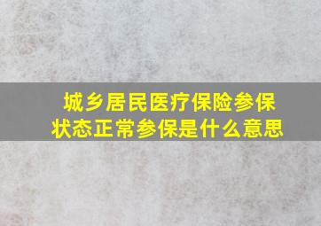 城乡居民医疗保险参保状态正常参保是什么意思