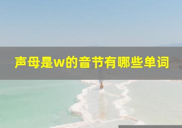 声母是w的音节有哪些单词