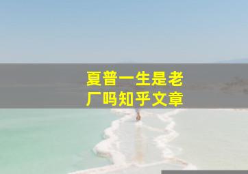 夏普一生是老厂吗知乎文章