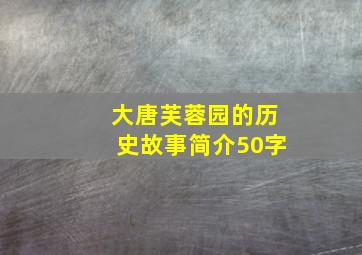 大唐芙蓉园的历史故事简介50字