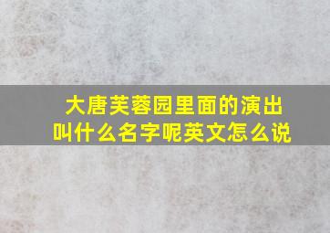 大唐芙蓉园里面的演出叫什么名字呢英文怎么说