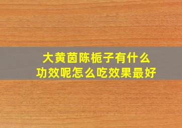 大黄茵陈栀子有什么功效呢怎么吃效果最好