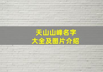 天山山峰名字大全及图片介绍