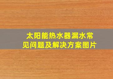 太阳能热水器漏水常见问题及解决方案图片