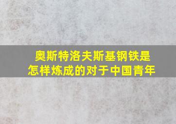 奥斯特洛夫斯基钢铁是怎样炼成的对于中国青年