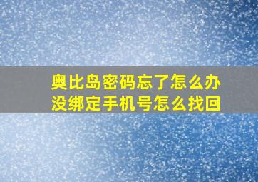 奥比岛密码忘了怎么办没绑定手机号怎么找回