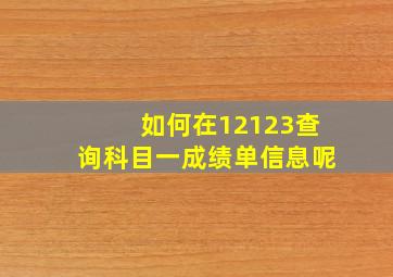 如何在12123查询科目一成绩单信息呢