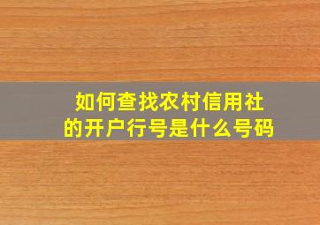 如何查找农村信用社的开户行号是什么号码