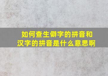 如何查生僻字的拼音和汉字的拼音是什么意思啊