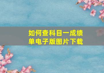 如何查科目一成绩单电子版图片下载