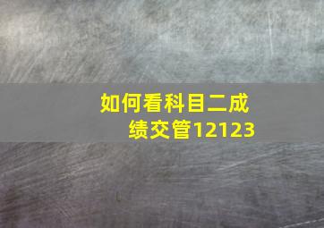 如何看科目二成绩交管12123