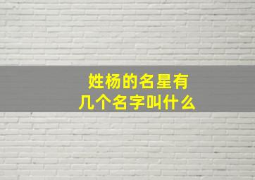 姓杨的名星有几个名字叫什么