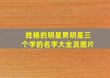 姓杨的明星男明星三个字的名字大全及图片