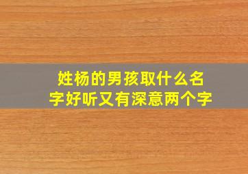 姓杨的男孩取什么名字好听又有深意两个字