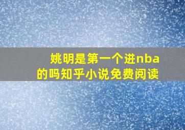 姚明是第一个进nba的吗知乎小说免费阅读