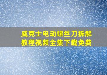 威克士电动螺丝刀拆解教程视频全集下载免费