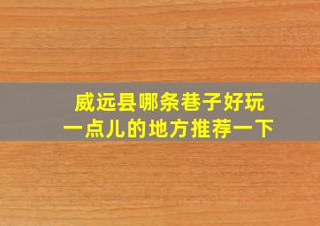 威远县哪条巷子好玩一点儿的地方推荐一下