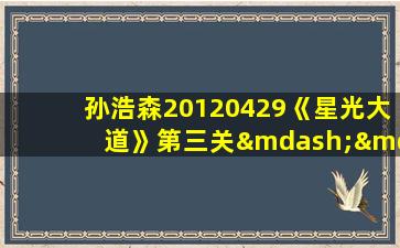 孙浩森20120429《星光大道》第三关——万物生+黄种人