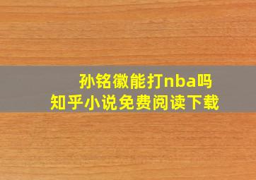 孙铭徽能打nba吗知乎小说免费阅读下载