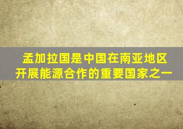 孟加拉国是中国在南亚地区开展能源合作的重要国家之一