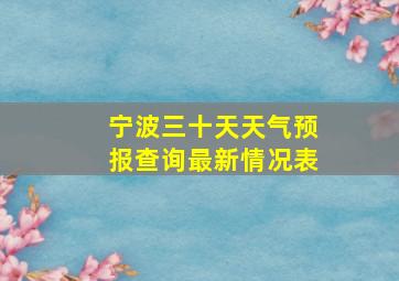 宁波三十天天气预报查询最新情况表