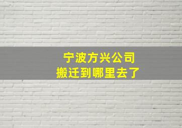 宁波方兴公司搬迁到哪里去了