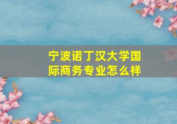 宁波诺丁汉大学国际商务专业怎么样