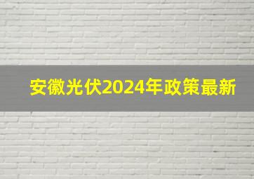 安徽光伏2024年政策最新