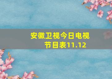 安徽卫视今日电视节目表11.12