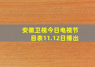 安徽卫视今日电视节目表11.12日播出